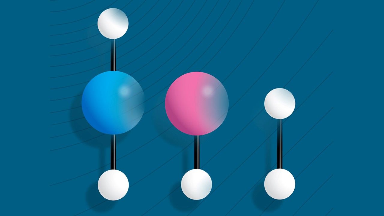 A quantum computer has simulated beryllium hydride, lithium hydride, and hydrogen molecules (shown left to right), setting a world record. (IBM RESEARCH)